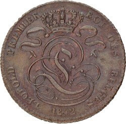 Belgium. Leopold I. 5 Centimes. 1842.