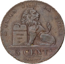 Belgium. Leopold I. 5 Centimes. 1842.