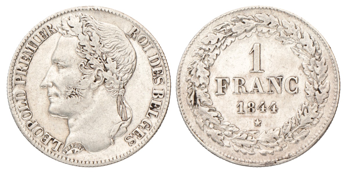 Belgium. Leopold I. 1 Franc. 1844.