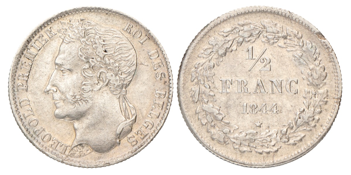 Belgium. Leopold I. ½ Franc. 1844.