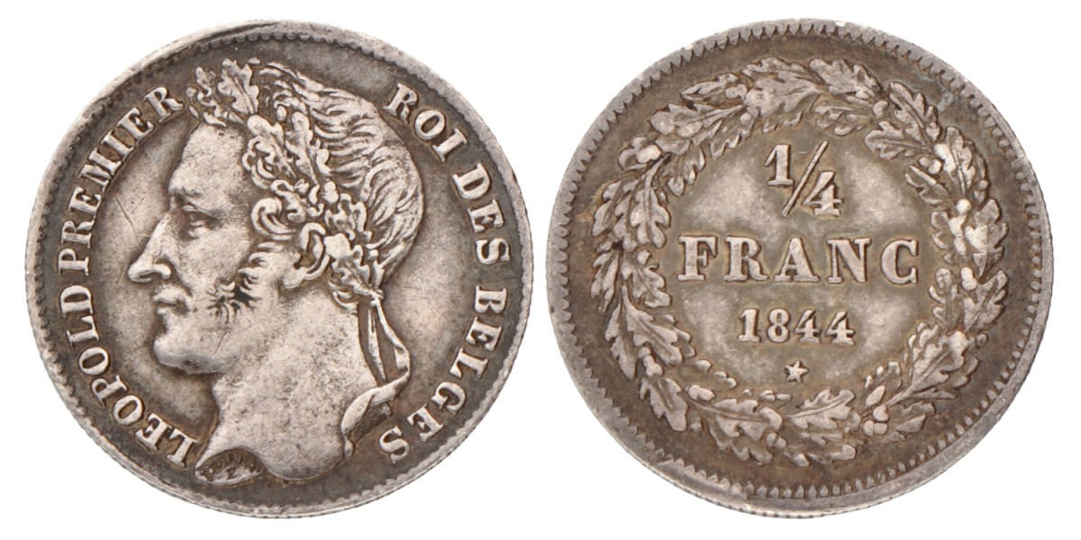 Belgium. Leopold I. ¼ Franc. 1844.