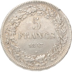 Belgium. Leopold I. 5 Francs. 1847.