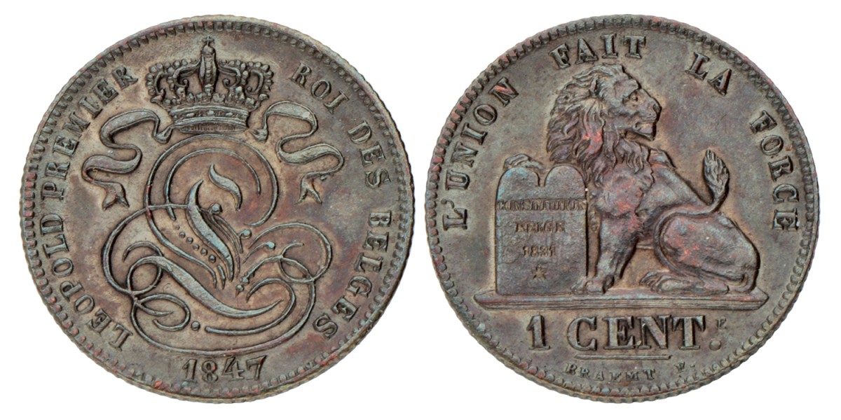 Belgium. Leopold I. 1 Centime. 1847.