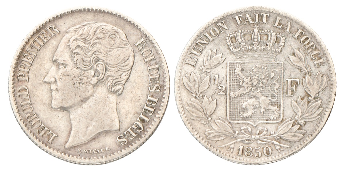 Belgium. Leopold I. ½ Franc. 1850.