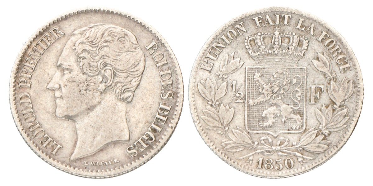 Belgium. Leopold I. ½ Franc. 1850.