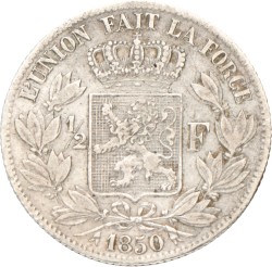 Belgium. Leopold I. ½ Franc. 1850.