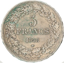 Belgium. Leopold I. 5 Francs. 1848.