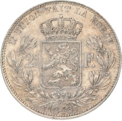 Belgium. Leopold I. 2½ Francs. 1848 - klein hoofd.