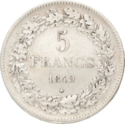 Belgium. Leopold I. 5 Francs. 1849.