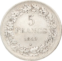 Belgium. Leopold I. 5 Francs. 1849.