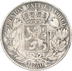 Belgium. Leopold I. 1 Franc. 1850.