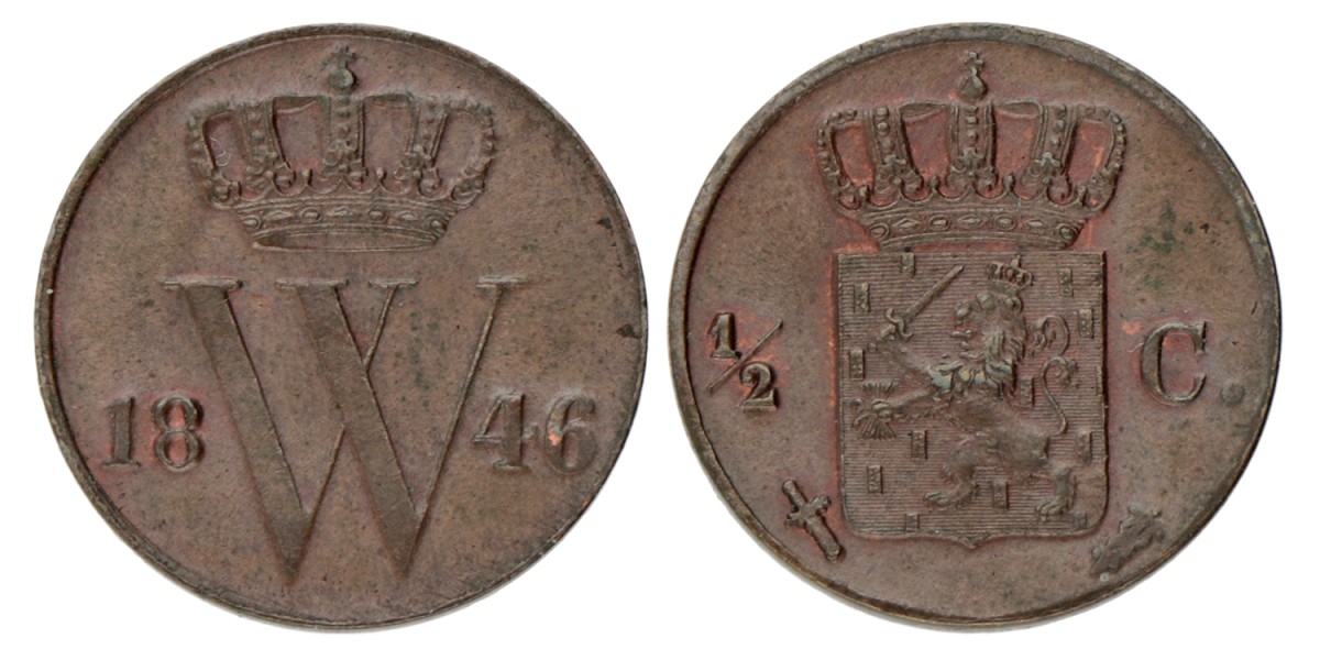 ½ Cent. Willem I. 1846. UNC -.