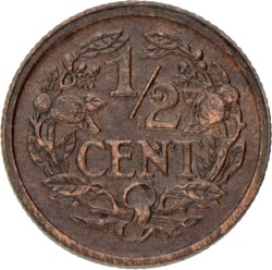 ½ Cent. Wilhelmina. 1921. UNC -.