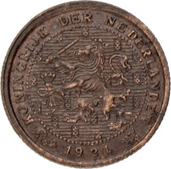 ½ Cent. Wilhelmina. 1921. UNC -.