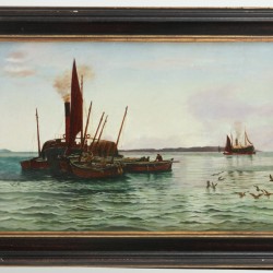 W.E. Webb, Engelse School, 20e eeuw, schepen aan de kust.