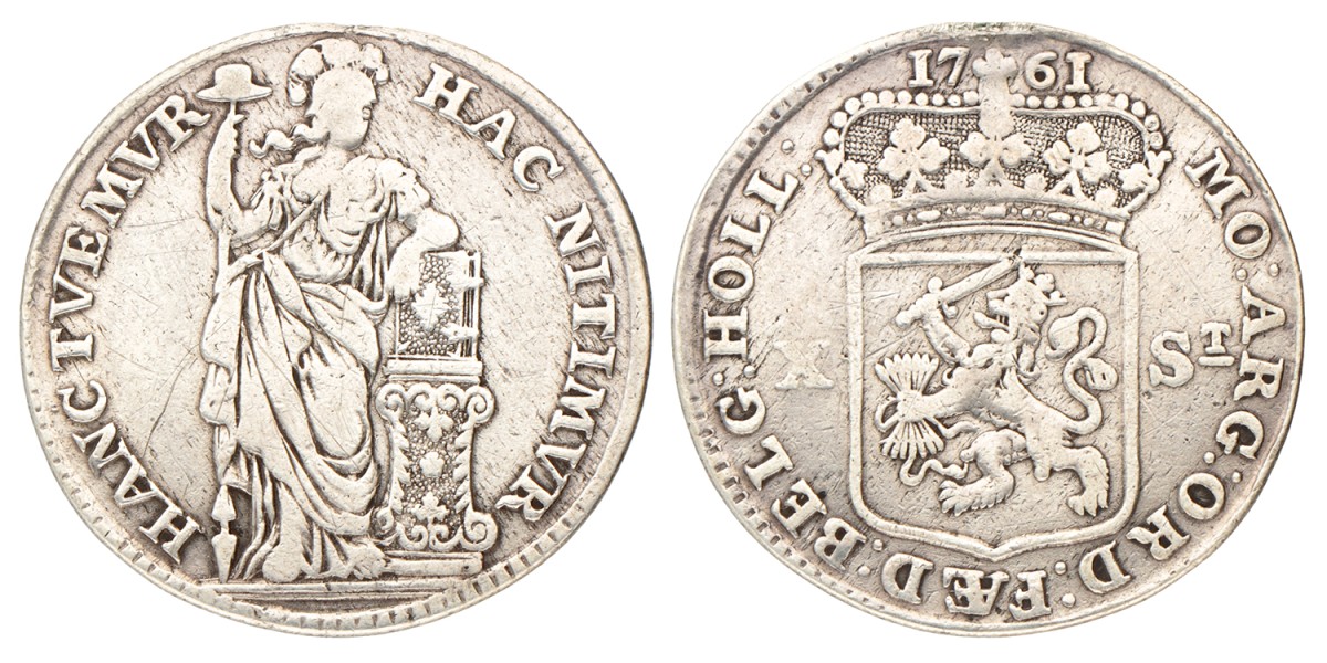 Halve Generaliteitsgulden van X stuiver. Holland. 1761. Fraai / Zeer Fraai.