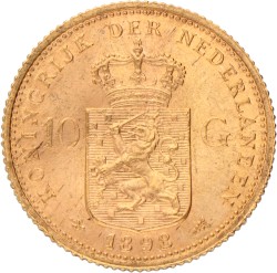 10 Gulden. Wilhelmina. 1898. Prachtig / UNC.