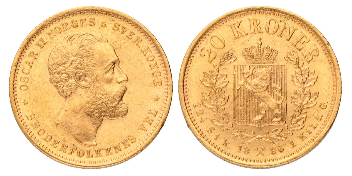 Norway. Oscar II. 20 Kroner. 1886.