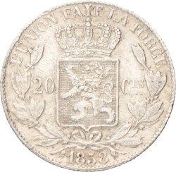 Belgium. Leopold I. 20 Centimes. 1858.