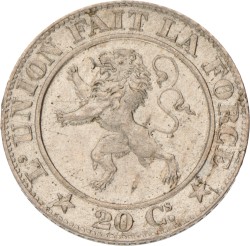 Belgium. Leopold I. 20 Centimes. 1860.