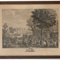 Een facsimile naar een gravure door Jacques-Philippe Le Bas or Lebas (Parijs 1707 - 1783) naar David Teniers voor Mdamme De Pompadour. I-ere fête Flamande.