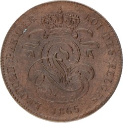 Belgium. Leopold I. 2 Centimes. 1865.