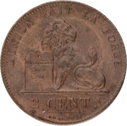 Belgium. Leopold I. 2 Centimes. 1865.