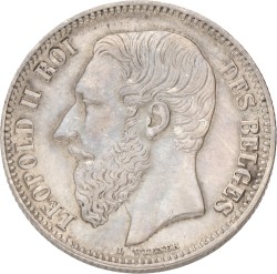 Belgium. Leopold II. 2 Francs. 1867.