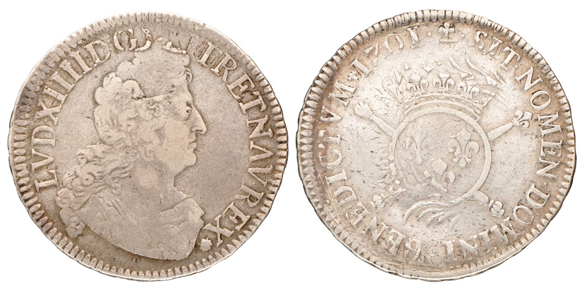 France. Louis XIV. ½ Ecu. 1701.