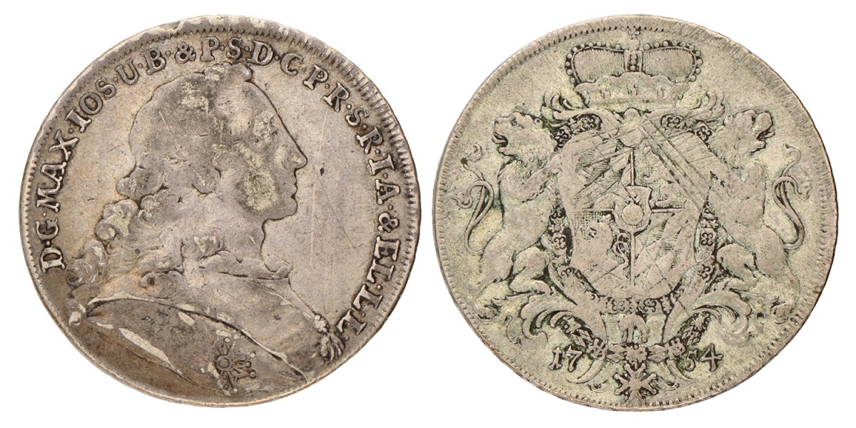 German states. Bavaria. Maximilian III. Thaler. 1754.