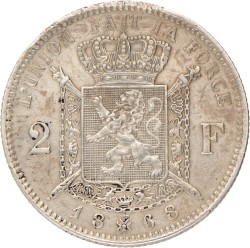 Belgium. Leopold II. 2 Francs. 1868.