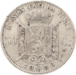 Belgium. Leopold II. 50 Centimes. 1868.