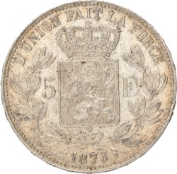 Belgium. Leopold II. 5 Francs. 1873.