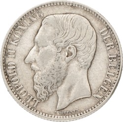 Belgium. Leopold II. 2 Francs. 1887.