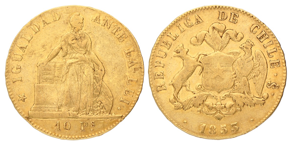 Chile. Republic. 10 Pesos. 1853.