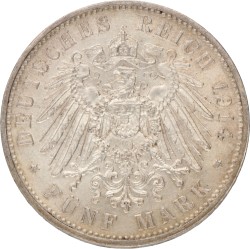 German states. Saxony. Friedrich August. 5 Mark. 1914 E.