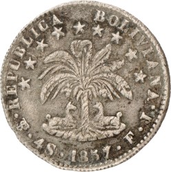 Bolivia. Republic. 4 Soles. 1857 FJ.
