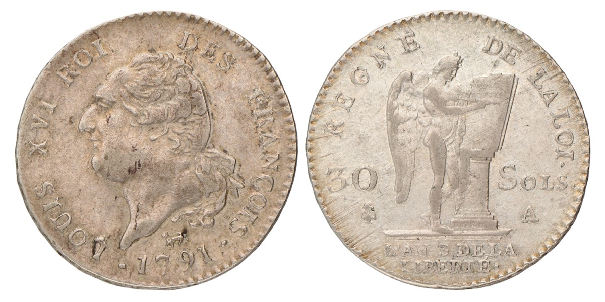 France. Louis XVI. 30 Sols. 1791 A.