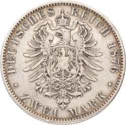 German states. Bavaria. Ludwig II. 2 Mark. 1876 D.