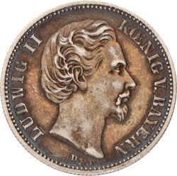 German states. Bavaria. Ludwig II. 2 Mark. 1876 D.