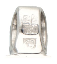 18K Witgouden hanger bezet met ca. 0.33 ct. diamant en chalcedoon.