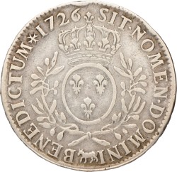 France. Kingdom. Louis XV. Ecu. 1726 cow.