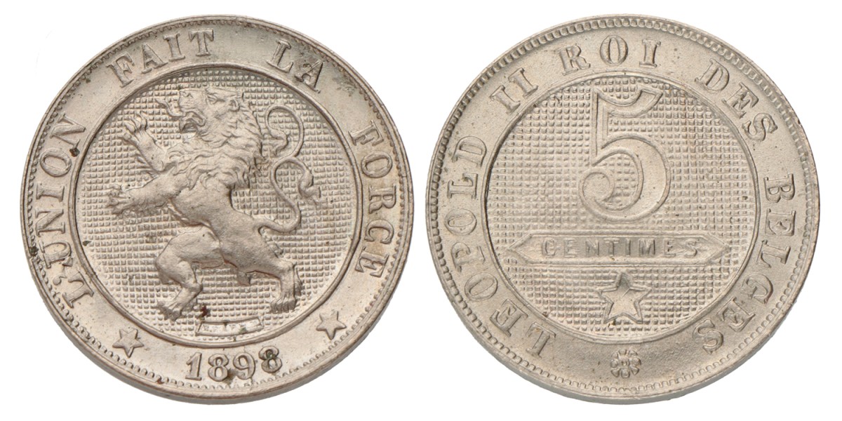 Belgium. Leopold II. 5 Centimes - FR. 1898.