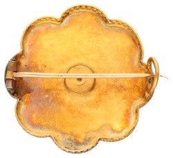 Antieke 18K geelgouden broche met zaadparel.