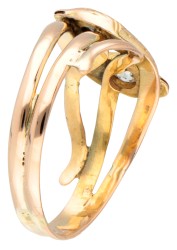 BWG geelgouden dubbele slangenring met diamant en natuurlijk saffier