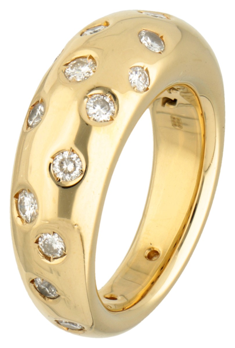 18K Geelgouden ring bezet met ca. 0.64 ct. diamant.