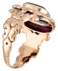 BWG antieke roségouden ring bezet met heliotroop