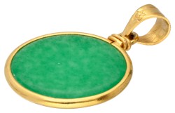 Vintage 20K geelgouden hanger bezet met gebeitste kwarts.