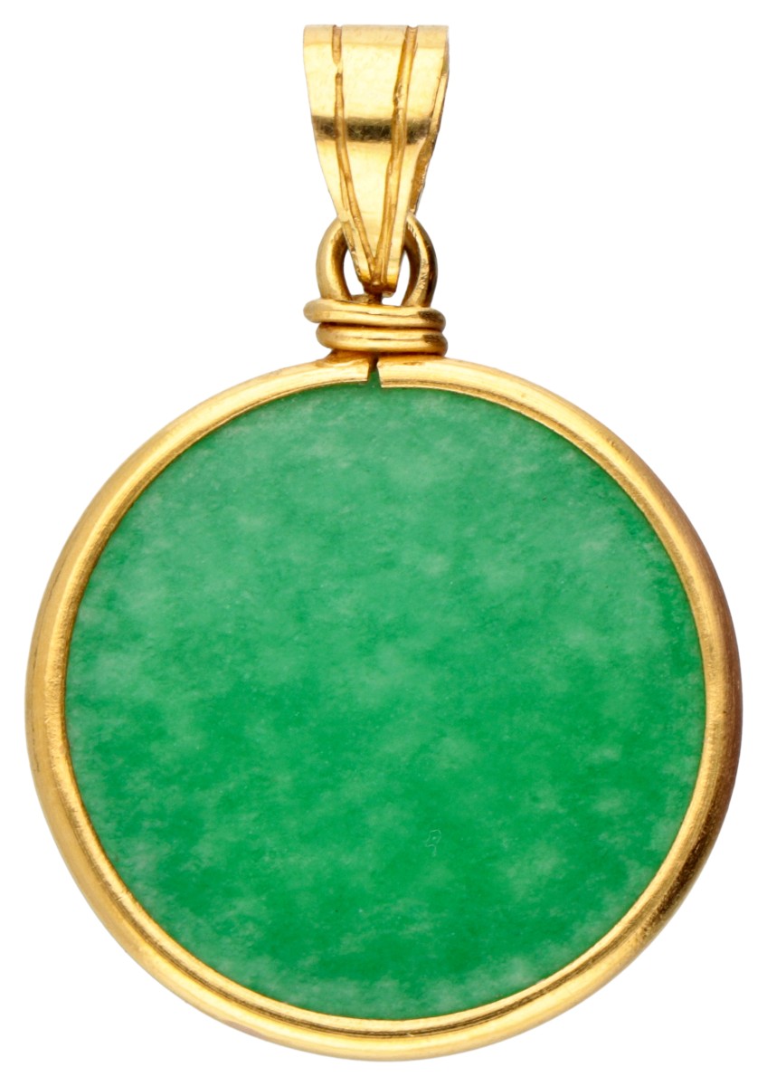 Vintage 20K geelgouden hanger bezet met gebeitste kwarts.