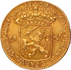 Gouden rijder van 14 gulden. Zeeland. 1760. Zeer Fraai / Prachtig.